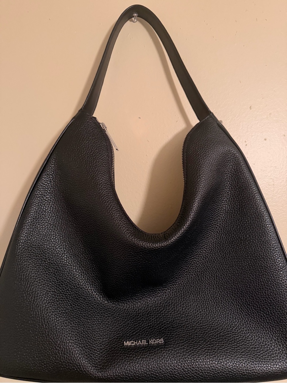 Michael Kors Black Pebbled Leather Shoulder Hobo
